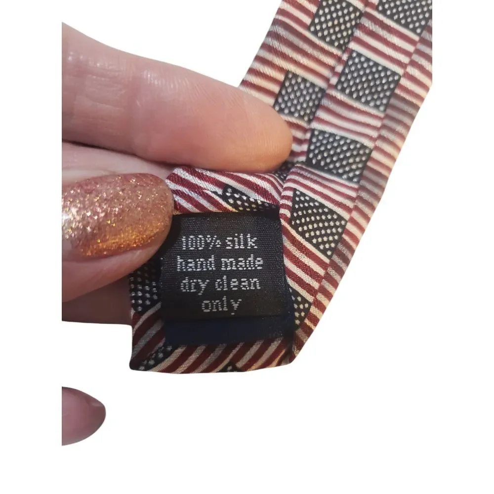 Carlos Devenezia Mens Tie Necktie‎ Designer Repeating American Flag Patriotic